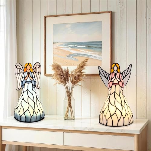10.75” Tiffany Style Angel Figurines LED Lamp