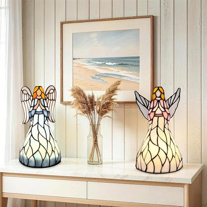 10.75” Tiffany Style Angel Figurines LED Lamp