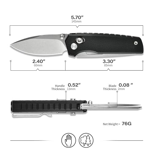5-in-1 Multitool Pocket Knife, 2.4" Premium CVG-10 Steel Blade Folding Knife with Seatbelt Cutter, Bottle Opener, Wrench & Screwdriver, Durable G10 Handle EDC Knife, Ideal Cool Gifts for Men