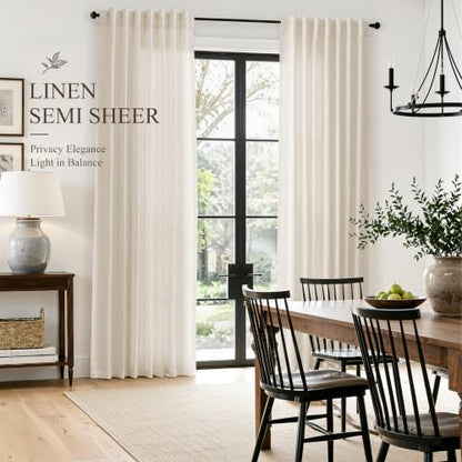 Cream Linen Curtains 102 Inches Long for Living Room 2 Panels (Linen / 52"W x 102"L (Pack of 2))
