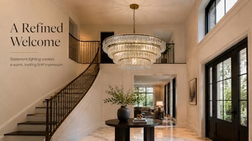 4 Tier 40 Inch Clear Crystal Glass Chandeliers (4-Tier 40 Inch)