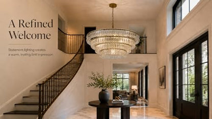 4 Tier 40 Inch Clear Crystal Glass Chandeliers (4-Tier 40 Inch)