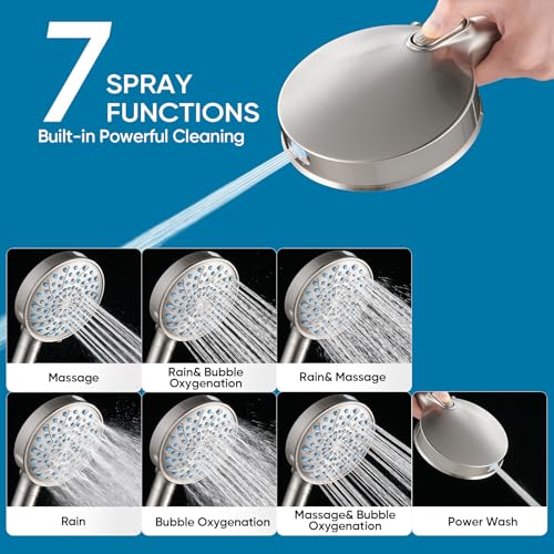 Filtered Shower Head with Handheld (Round (Built-in Power Wash) / 3. Brushed Nickel)