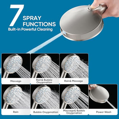 Filtered Shower Head with Handheld (Round (Built-in Power Wash) / 3. Brushed Nickel)