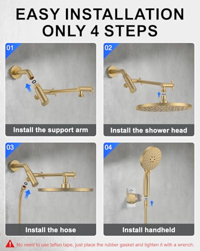 Rain Shower Head with 3 Modes Handheld Showerheads