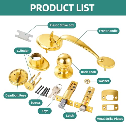 Front Door Lock Handle and Deadbolt Set