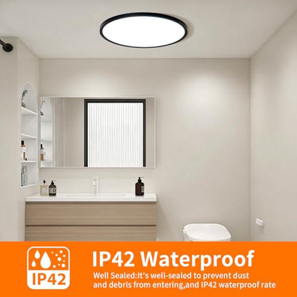 6PK 12inch Dimmable LED Flush Mount Ceiling Light (Black / 12 inch)