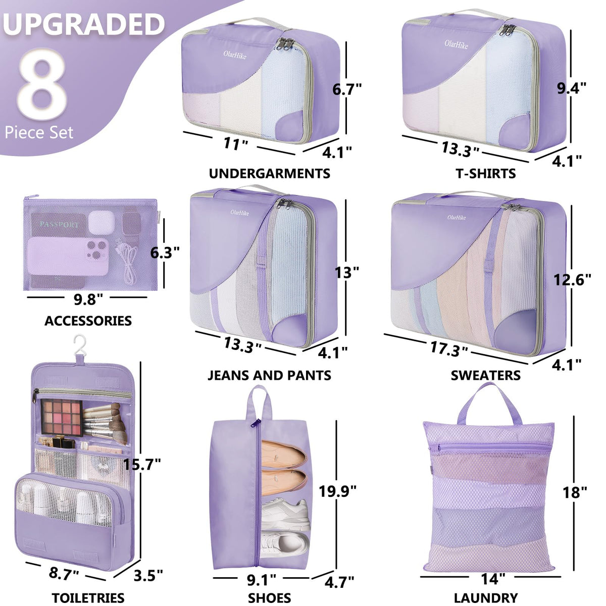 Packing Cubes for Travel (13 Purple)