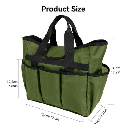 Portable Gardening Tool Tote Bag Organizer with 16 Pockets