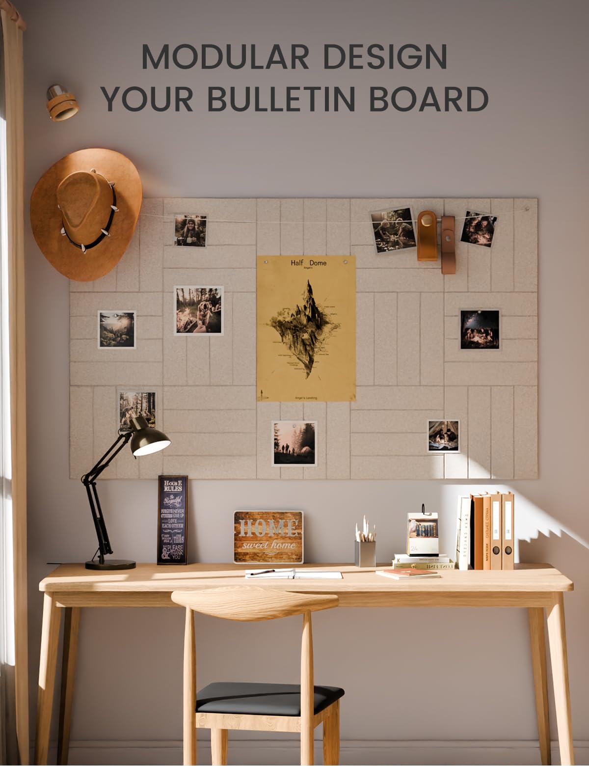 Felt Bulletin Board & Cork Board Alternative 36'' x 24'' (Oatmeal-1 / Bold-stripe 6-pack)