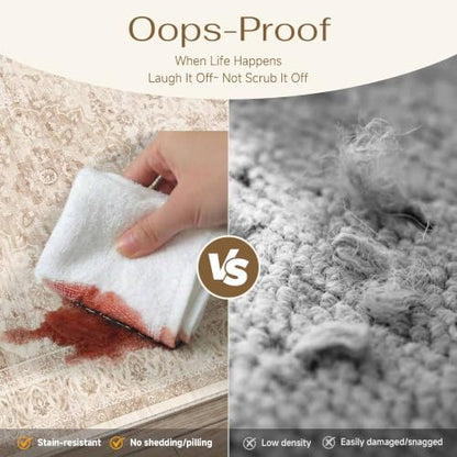 6x9 Beige Washable Area Rug Non Slip Vintage Carpet (Vintage | Beige / 6' x 9' (Rectangular))