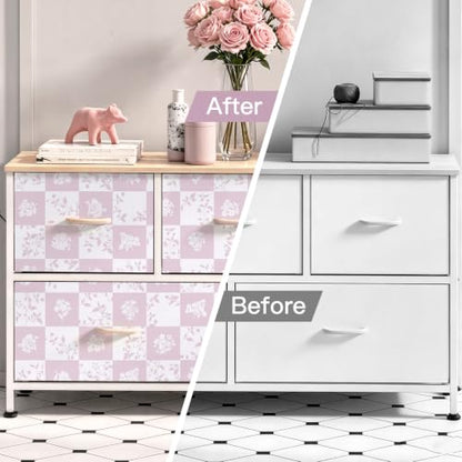 Contact Paper Checkered Wallpaper Modern Peel and Stick Wallpaper (17.3" x 78.7" / Pink and White)