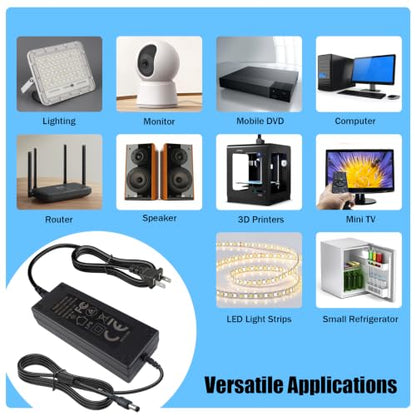 24V Power Supply AC to DC Adapter with 5.5x2.5mm DC Plug