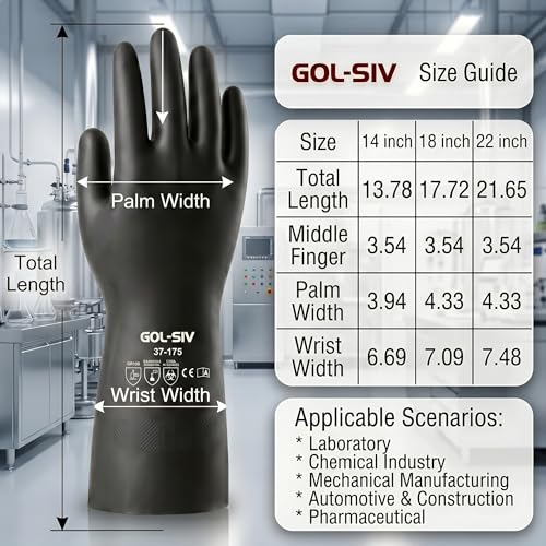 Heavy Duty Industrial Rubber Gloves (6 Pairs-black / 18 Inch)