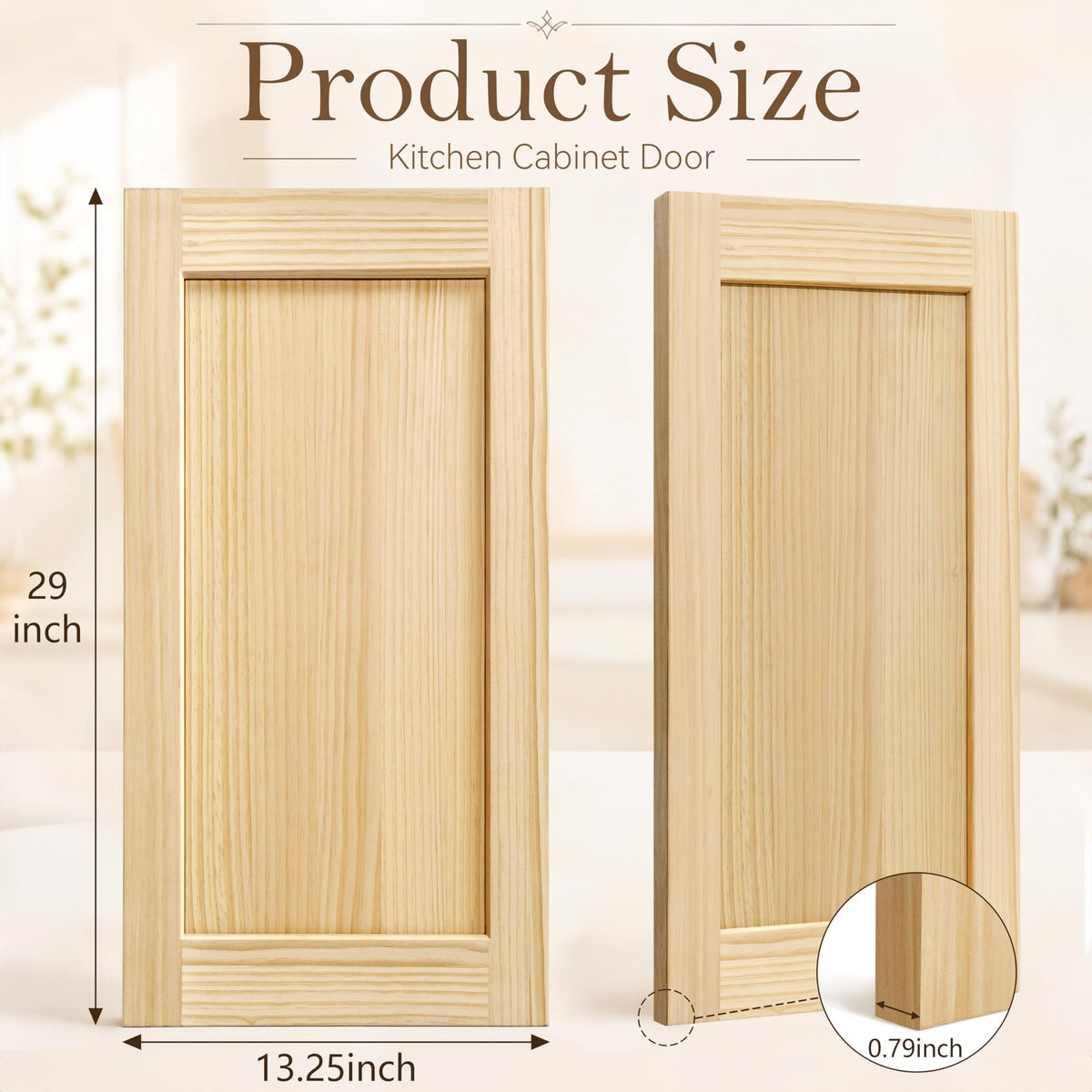 2 Pack Unfinished Pine Shaker Cabinet Doors 13.25" W x 29" H (13.25'' Wx29'' H)