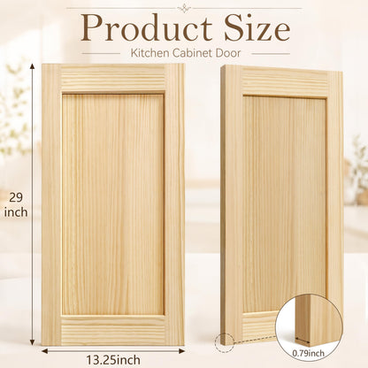 2 Pack Unfinished Pine Shaker Cabinet Doors 13.25" W x 29" H (13.25'' Wx29'' H)