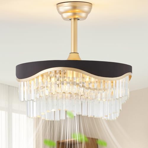 20" Gold Crystal Fandelier Ceiling Fan with Light