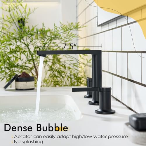 Bathroom Faucets for 3 Hole Vanity Sink (Matte Black / 1.2 GPM)