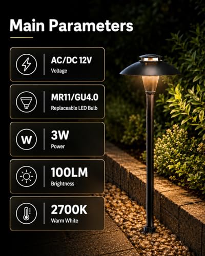 Low Voltage Pathway Lights with 3W 2700K Replaceable MR11 LED Bulb
