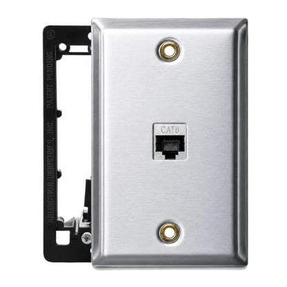 Copper Shield CAT6 Ethernet Wall Plate with Low Voltage Mounting Bracket