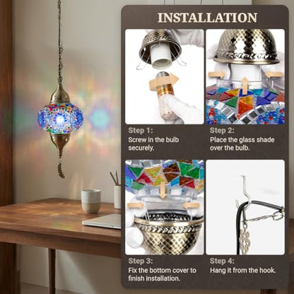 Turkish Moroccan Mosaic Pendant Light (Blue1)