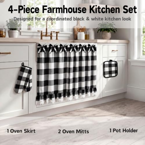 Floral Oven Skirt Curtain for Farmhouse Kitchen Decor