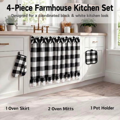 Floral Oven Skirt Curtain for Farmhouse Kitchen Decor