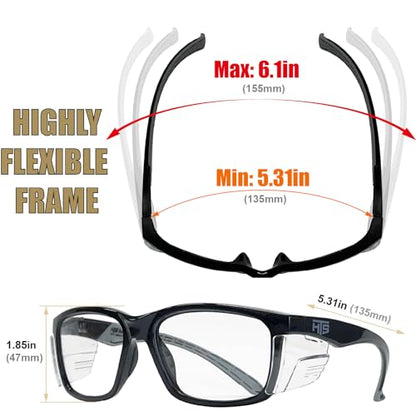 E60 Anti Fog Safety Glasses with Side Shields ANSI Z87 Eye Protection for Men Women Lab Chemistry Goggles DIY with Carrying Case (Black & Clear W/ Case)