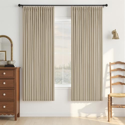 Oatmeal 72 Inch Pinch Pleated Blackout Curtains for Bedroom 50 Inch Wide (Oatmeal / 50"W x 72"L (Pack of 2))