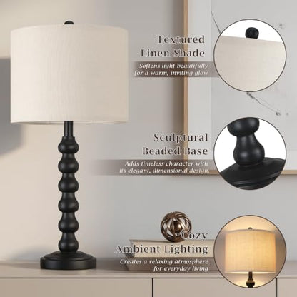 27" Farmhouse Modern Black Table Lamp for Living Room Bedroom (Black 1 Pack)