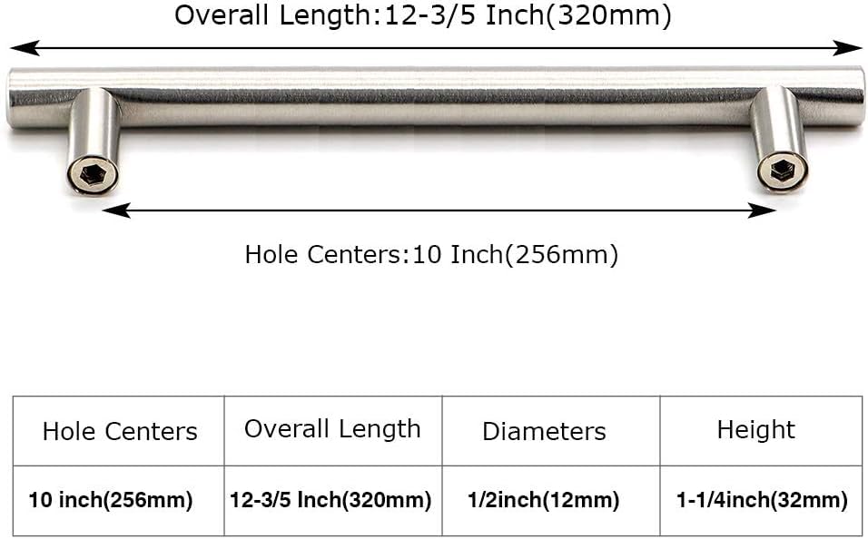 35Pack 10in Hole Centers Zinc Alloy Kitchen Cabinet Handle (10in hole centers / Brushed Nickel)