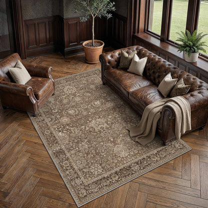 Area Rugs 5x8 Brown Vintage Rug for Living Room (Retro | Brown / 5' x 8' (Rectangular))