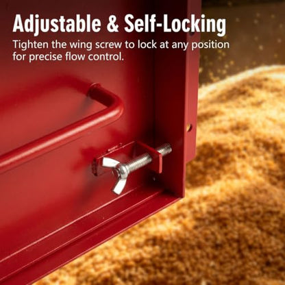 9"x9" Heavy‑Duty Manual Sliding Grain Gate Kit (Red)