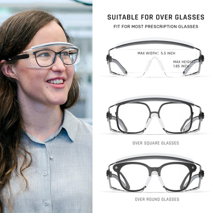 Anti fog Safety Glasses Over Glasses (White&black)