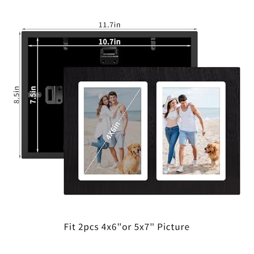 5x7 Collage Picture Frame Set of 2 (Rustic Black / 8.5x11.8in (2Pack))