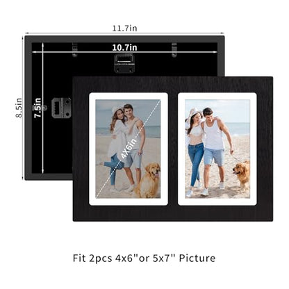 5x7 Collage Picture Frame Set of 2 (Rustic Black / 8.5x11.8in (2Pack))