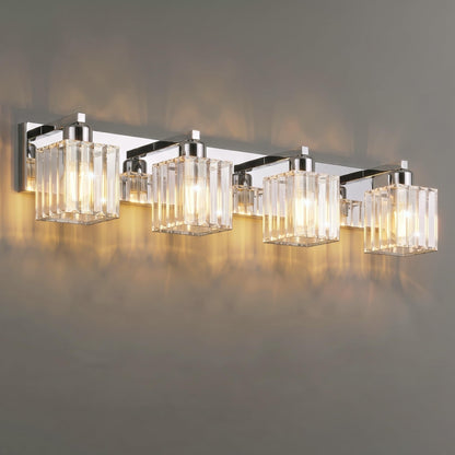 Modern Bathroom Vanity Light (Chrome & Square / 4-Light)