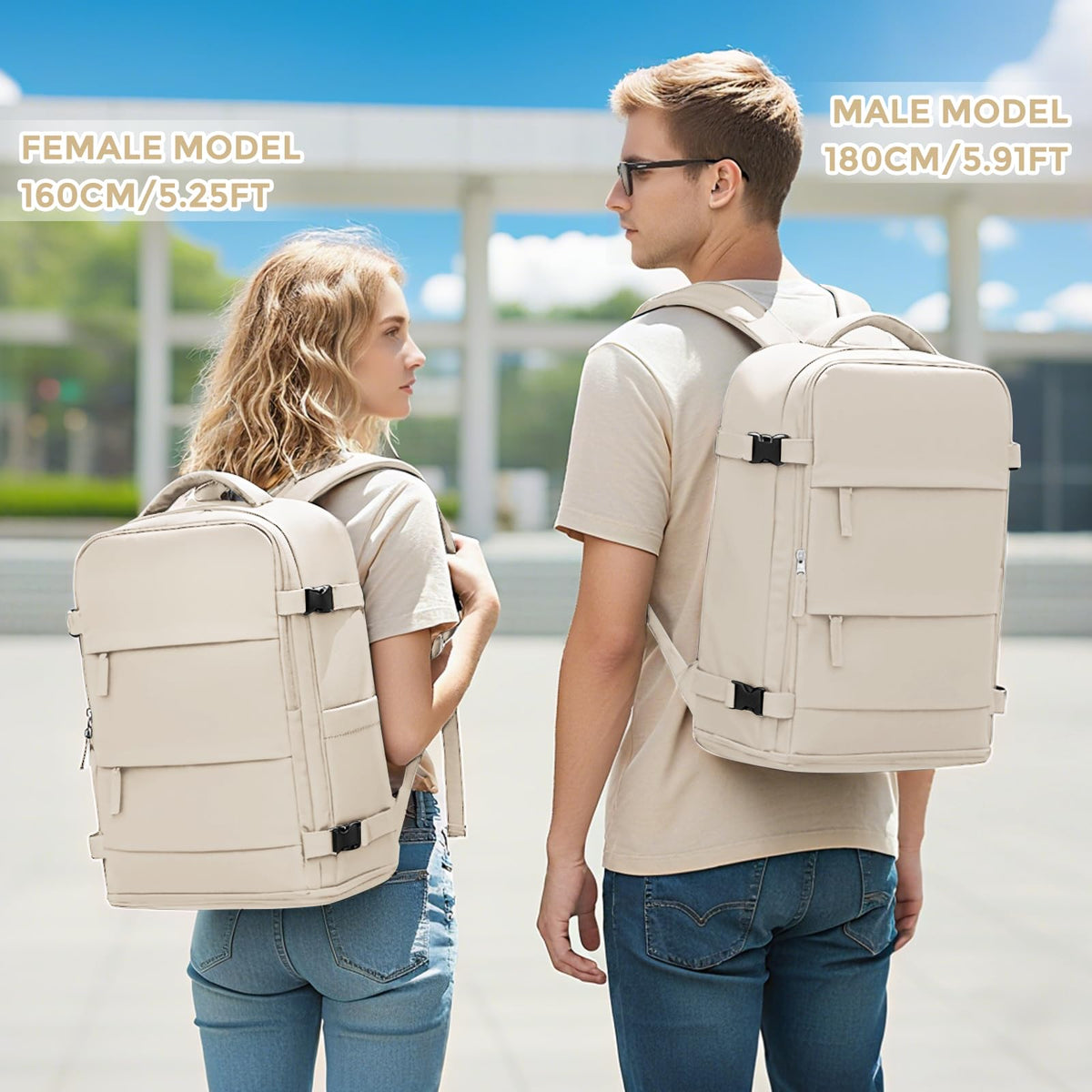 Travel Backpack For Women Men (Off-white / 25 liters)