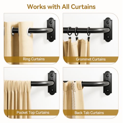 Curtain Rods Wrap Around Blackout 1 Inch Curtain Rods for Windows