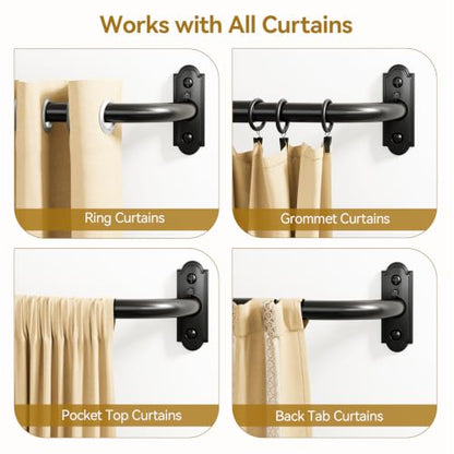 Curtain Rods Wrap Around Blackout 1 Inch Curtain Rods for Windows
