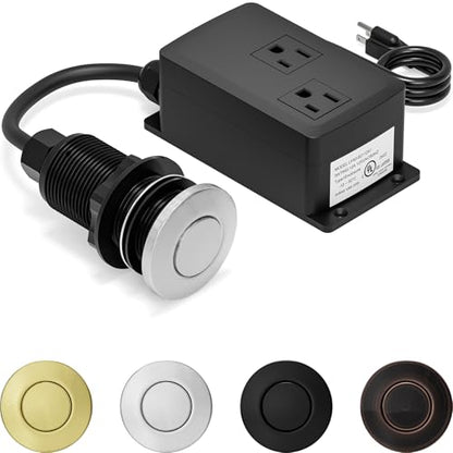 Garbage Disposal Air Switch Kit Dual Outlet (Brushed Stainless Steel)