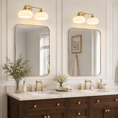 Vintage Milk Glass Wall Sconce (Antique Brass)