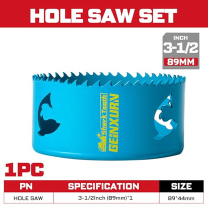 3-1/2 Inch(89mm) Hole Saw, 1PC HSS Bi-Metal Hole Saw Kit with Shark Tooth Hole Cutter for Wood,Drywall, PVC Boards and Thin Metal (1 PCS 3-1/2")