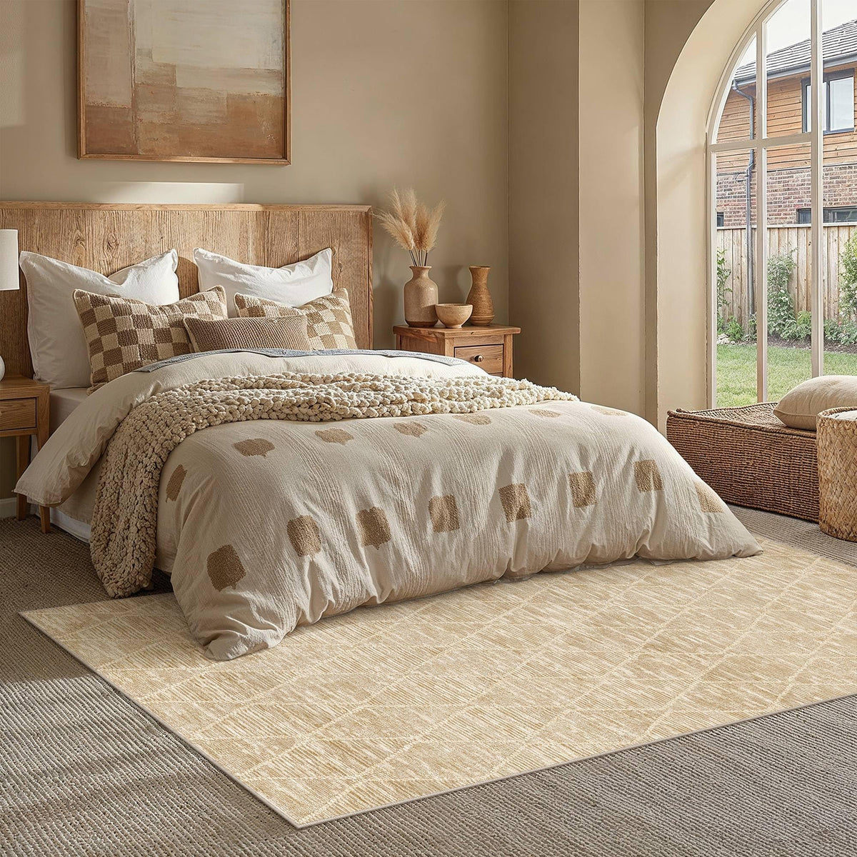6x9 Area Rug Beige Washable Rugs for Living Room (L| Beige / 6' x 9' (Rectangular))