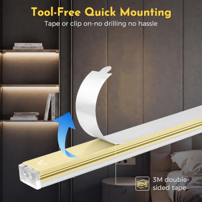 0.3in Ultra Thin Linkable Under Cabinet Lighting Bar Plug (Touch+Remote / Gold)