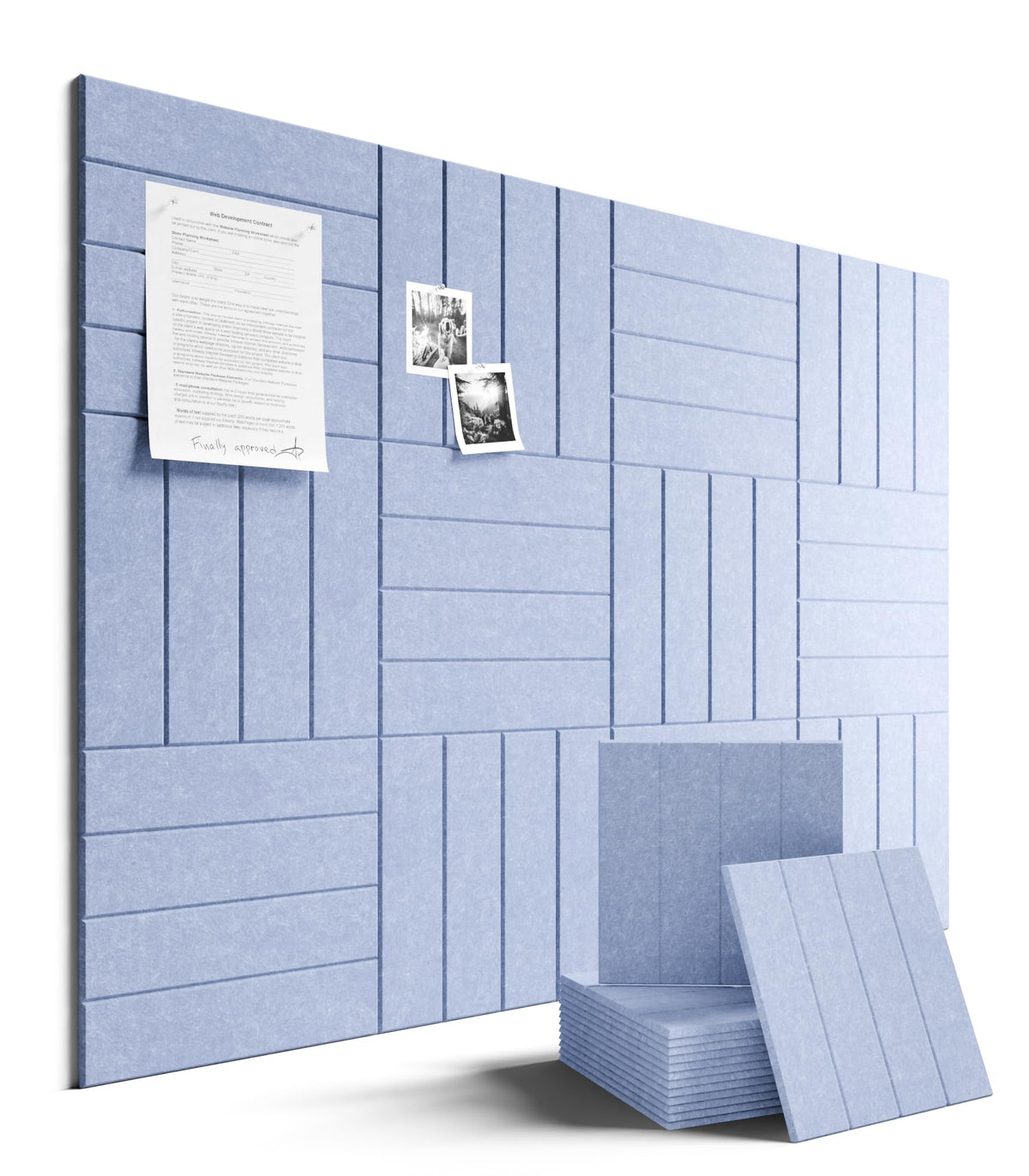 Felt Bulletin Board & Cork Board Alternative 48'' x 36'' (Lavender-1 / Bold-stripe 12-pack)