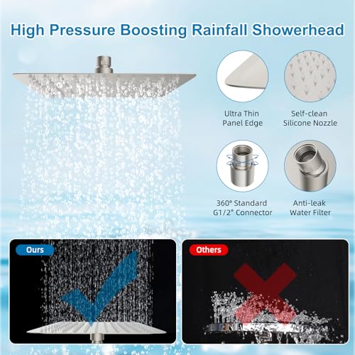 All Metal Rainfall Showerhead Combo