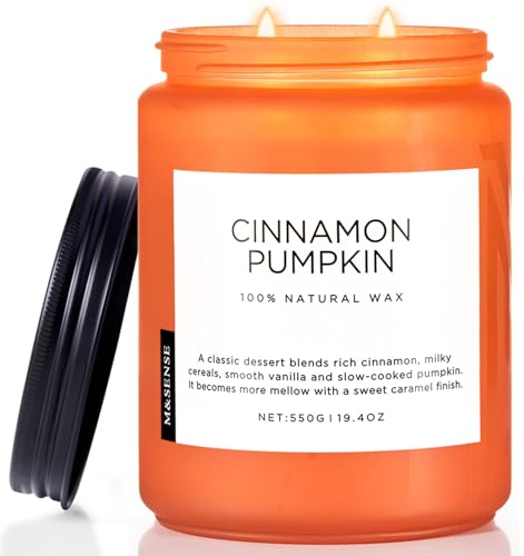 Cinnamon Pumpkin Scented Candle Fall Baking Spice Aroma for Halloween Decor (Large Jar / Cinnamon Pumpkin)