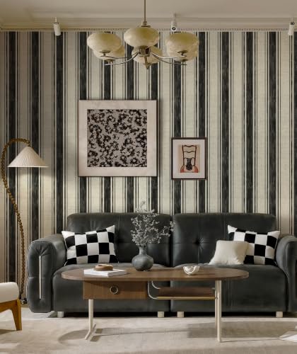 Peel and Stick Wallpaper Black and Cream White 17.3"x197" Hand (Black and Cream White / 17.3" x 197")