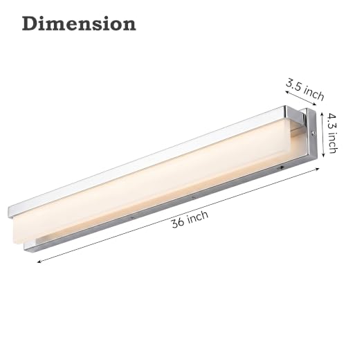 LED Bathroom Vanity Light Fixture Over Mirror Modern Rectangle Metal Lighting Bar 4000K Daylight Wall Sconce